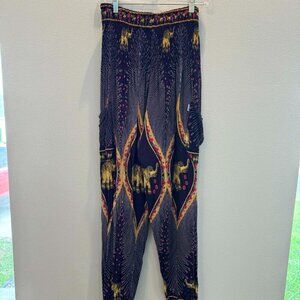 Elepanta Agro Elephant Pants XL Boho Harem Smocked Waist Lounge
